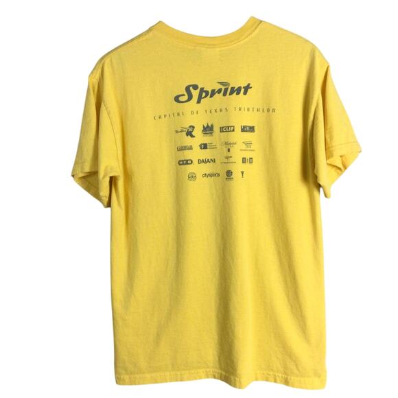 2005 CapTexTri Austin Texas Triathlon T Shirt Yellow Medium - Picture 4 of 5